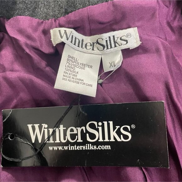 NEW WinterSilks Size XL Jacket Blazer Gray Button Down Collared - Picture 6 of 7